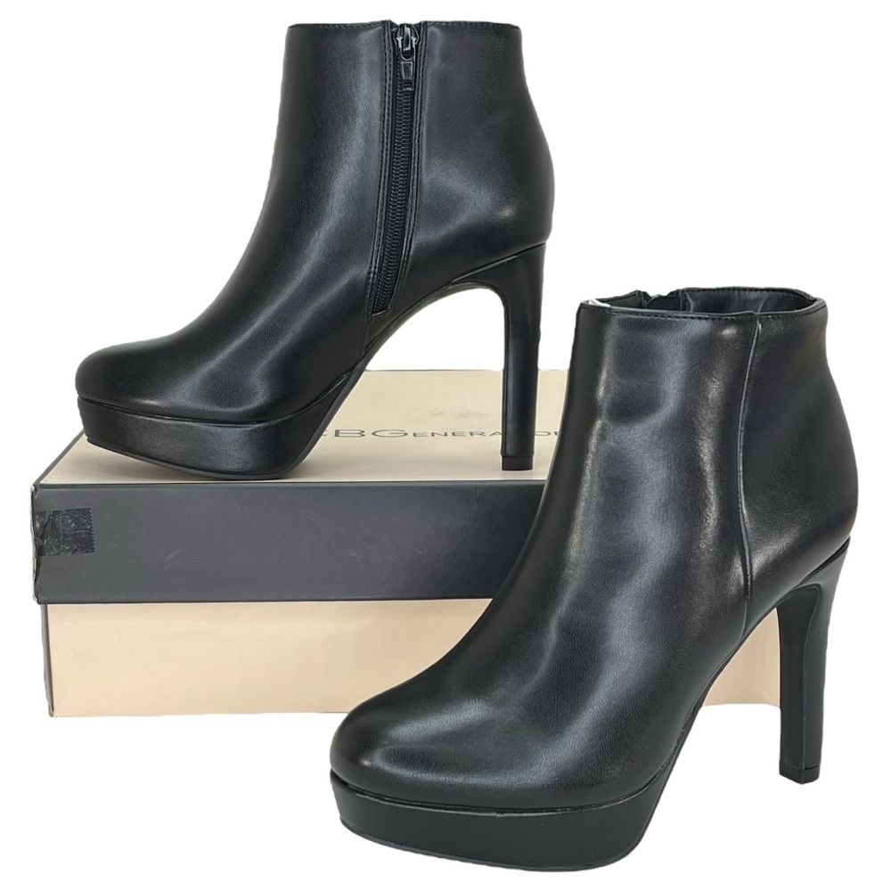 BCBGeneration Jeanne Black Faux Leather Heeled Womens Booties Size 5M - Picture 12 of 12